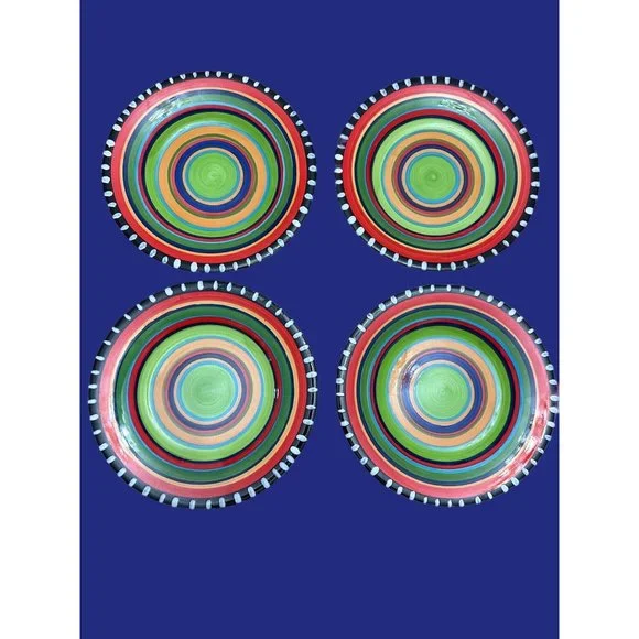 Gibson Elite Pueblo Springs Salad Plates Southwestern Fiesta Bold  Bright